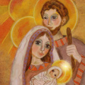 Jozef en Maria met baby Jezus clipart