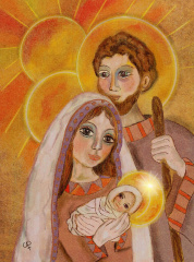 Jozef en Maria met baby Jezus clipart
