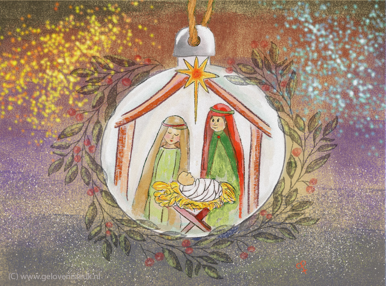 Jozef en Maria en baby Jezus Kerst