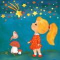 Meisje kijkt naar de sterren