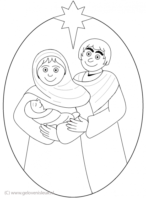 Jozef en Maria met baby Jezus in armen