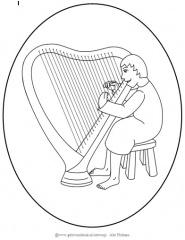 David speelt op de harp