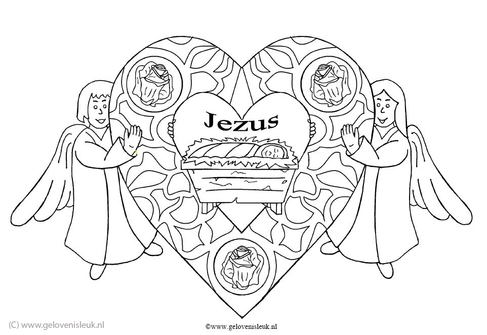 Engeltjes met bord Jezus geboren in hart