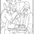 Jozef en Maria in de stal met kindje en os ezel en paard