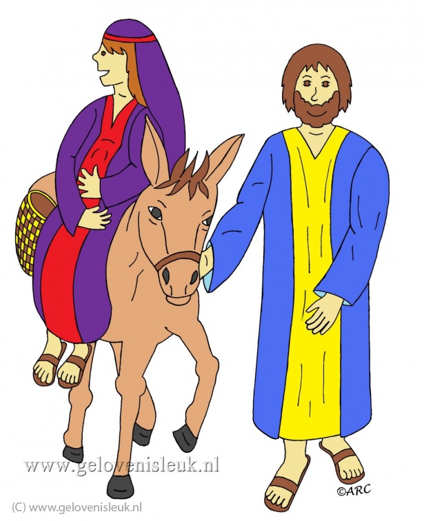 Jozef en maria met ezel zonder achtergrond