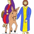 Jozef en maria met ezel zonder achtergrond