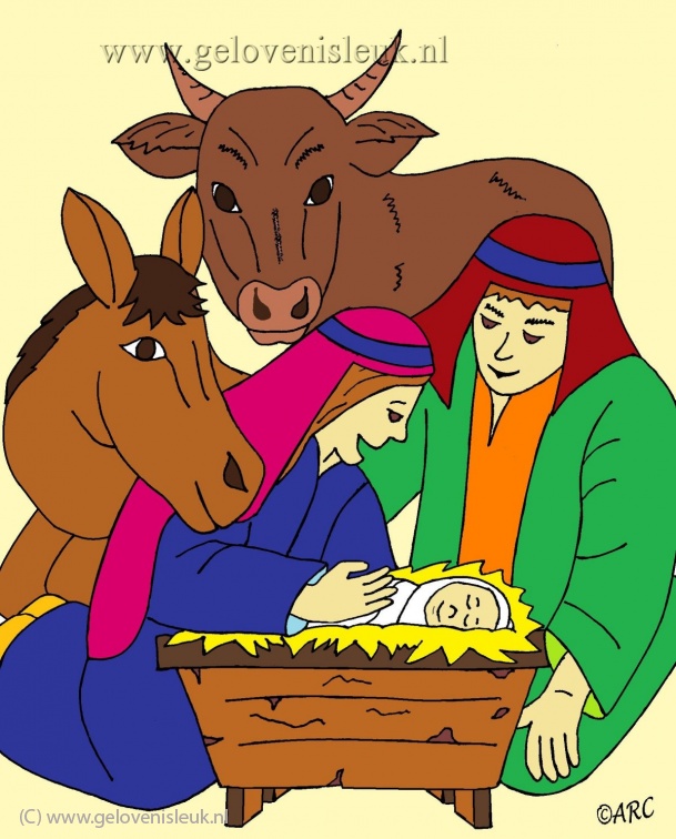 Jozef en Maria met Os in de stal