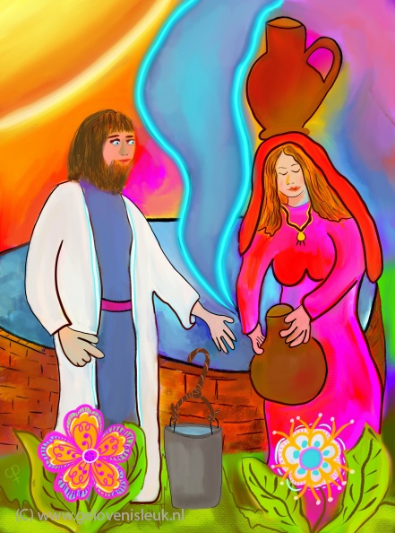 Jezus met Samaritaanse vrouw bij de put