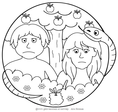Adam en Eva met boom van goed en kwaad