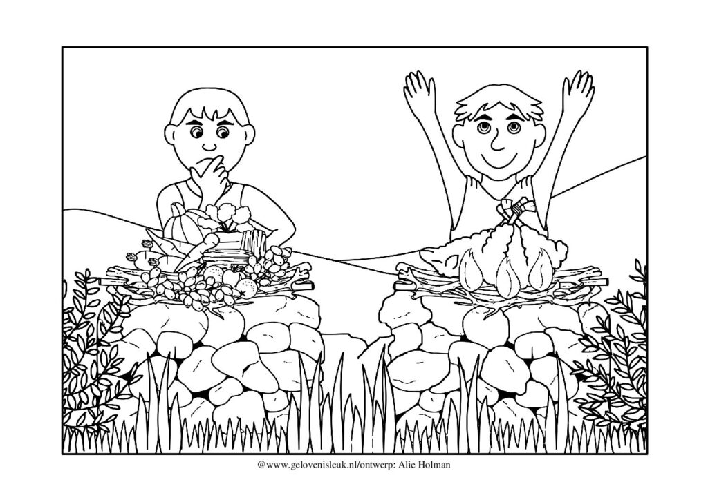 thumbnail of Kain_en_abel_offeren_kleurplaat