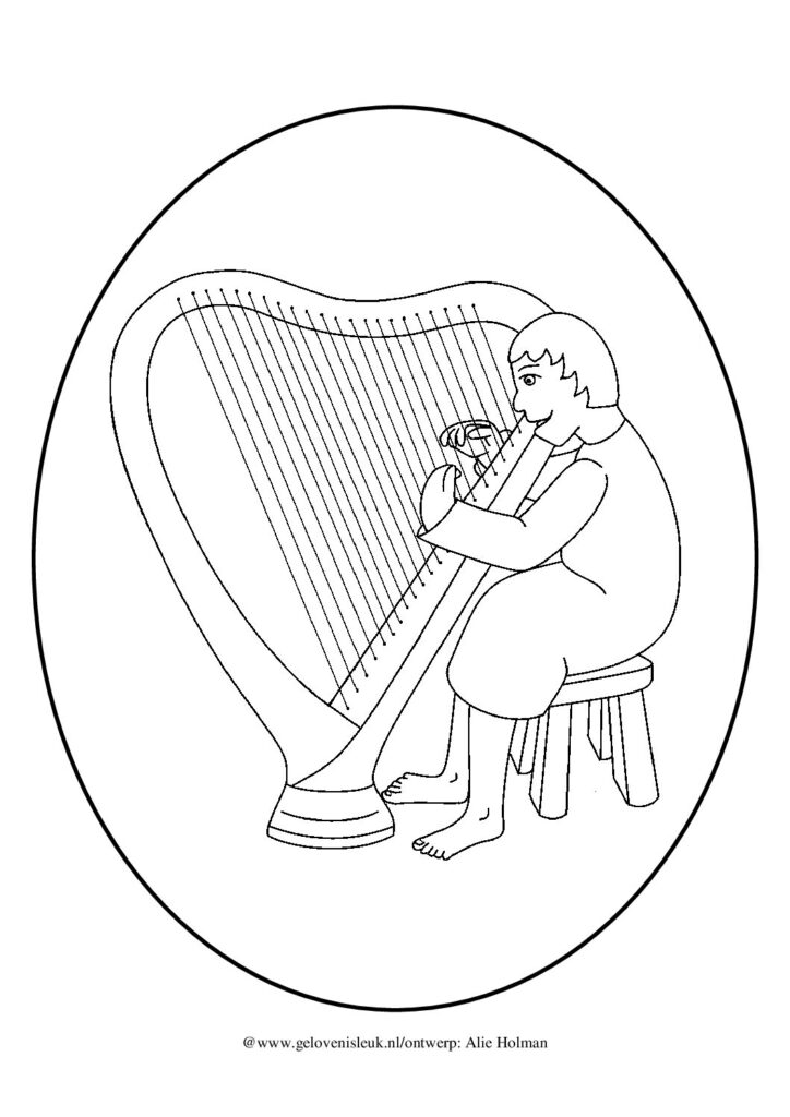 thumbnail of david_speelt_harp_kleurplaat