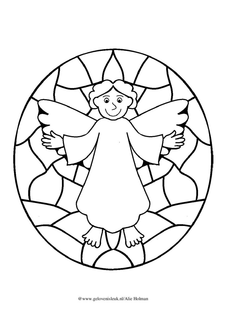 thumbnail of engeltje_glas_in_lood_kleurplaat