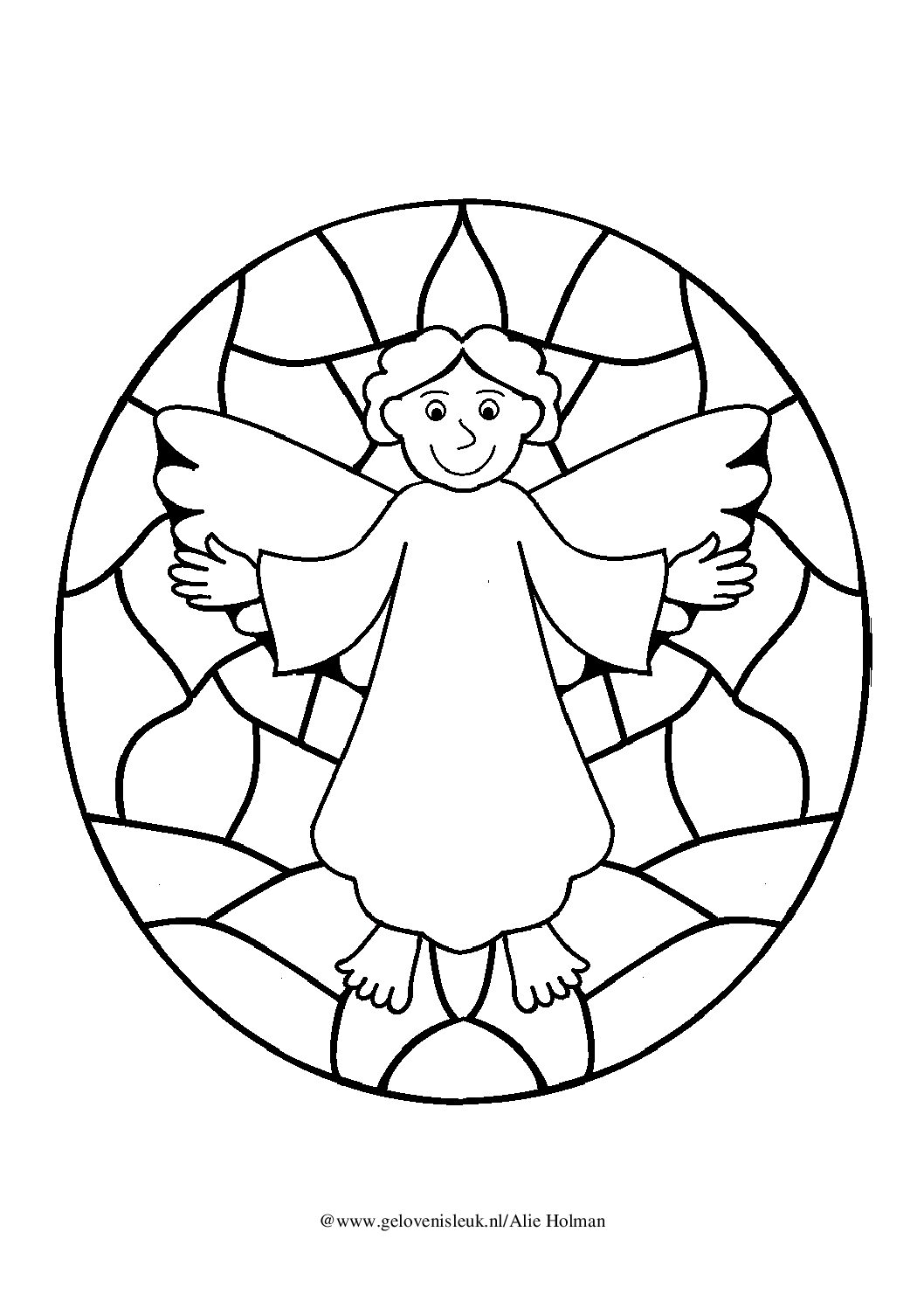 thumbnail of engeltje_glas_in_lood_kleurplaat