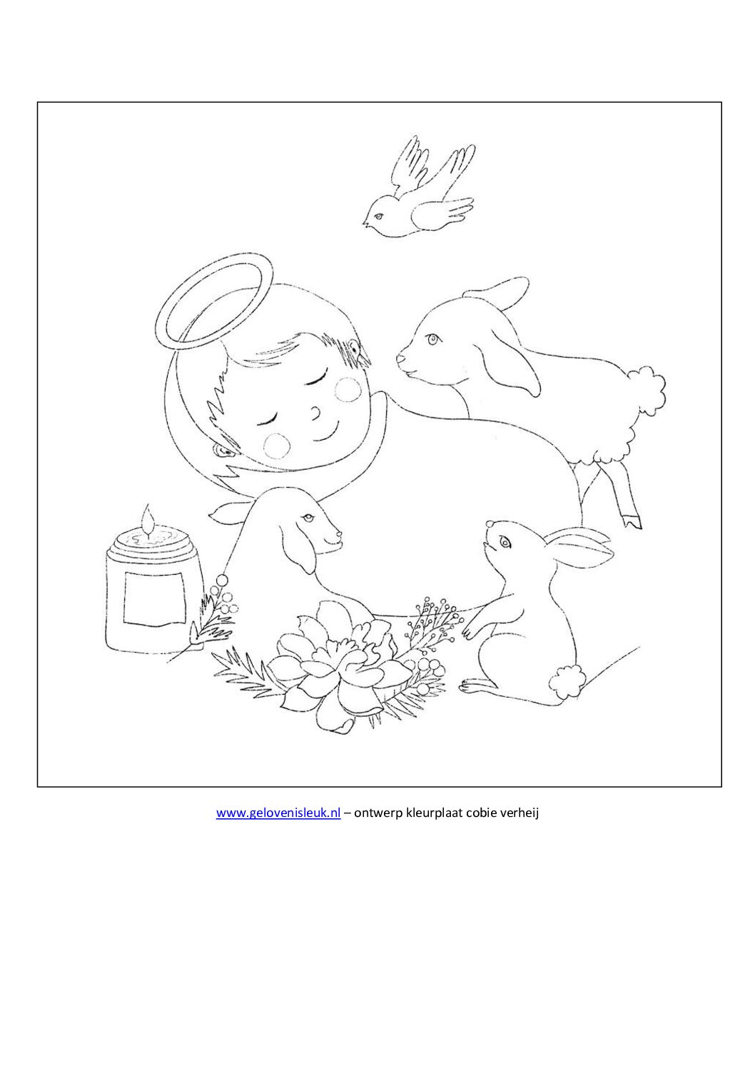 thumbnail of kindje_jezus_schapen_konijn_vogell_kleurplaat