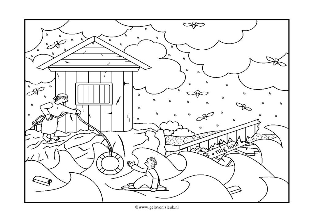 thumbnail of wijze_en_dwaze_man_na_vloed_kleurplaat